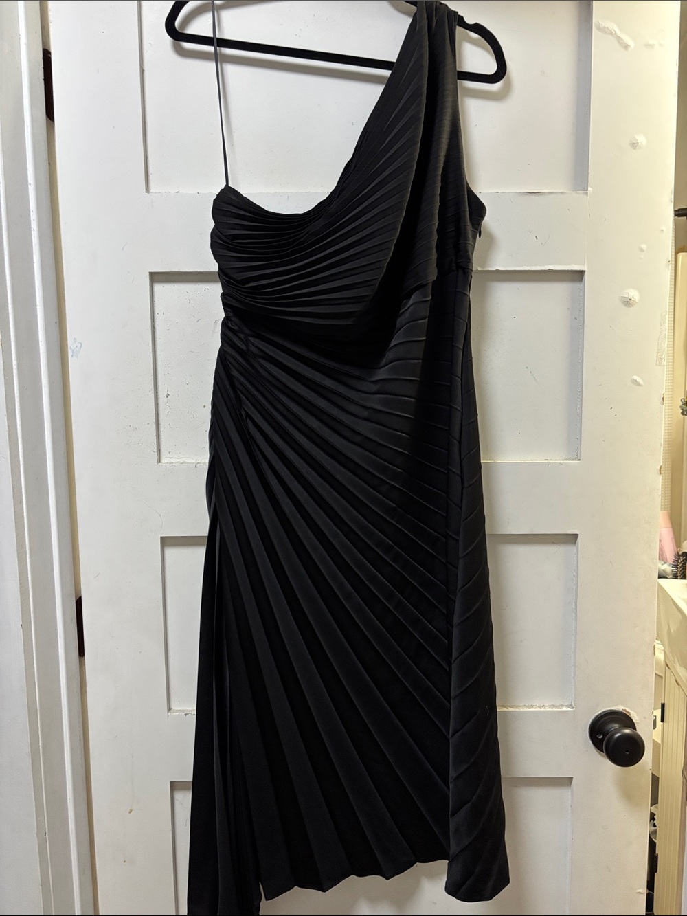 Banana Republic Black One-Shoulder Pleated Cocktail Dress